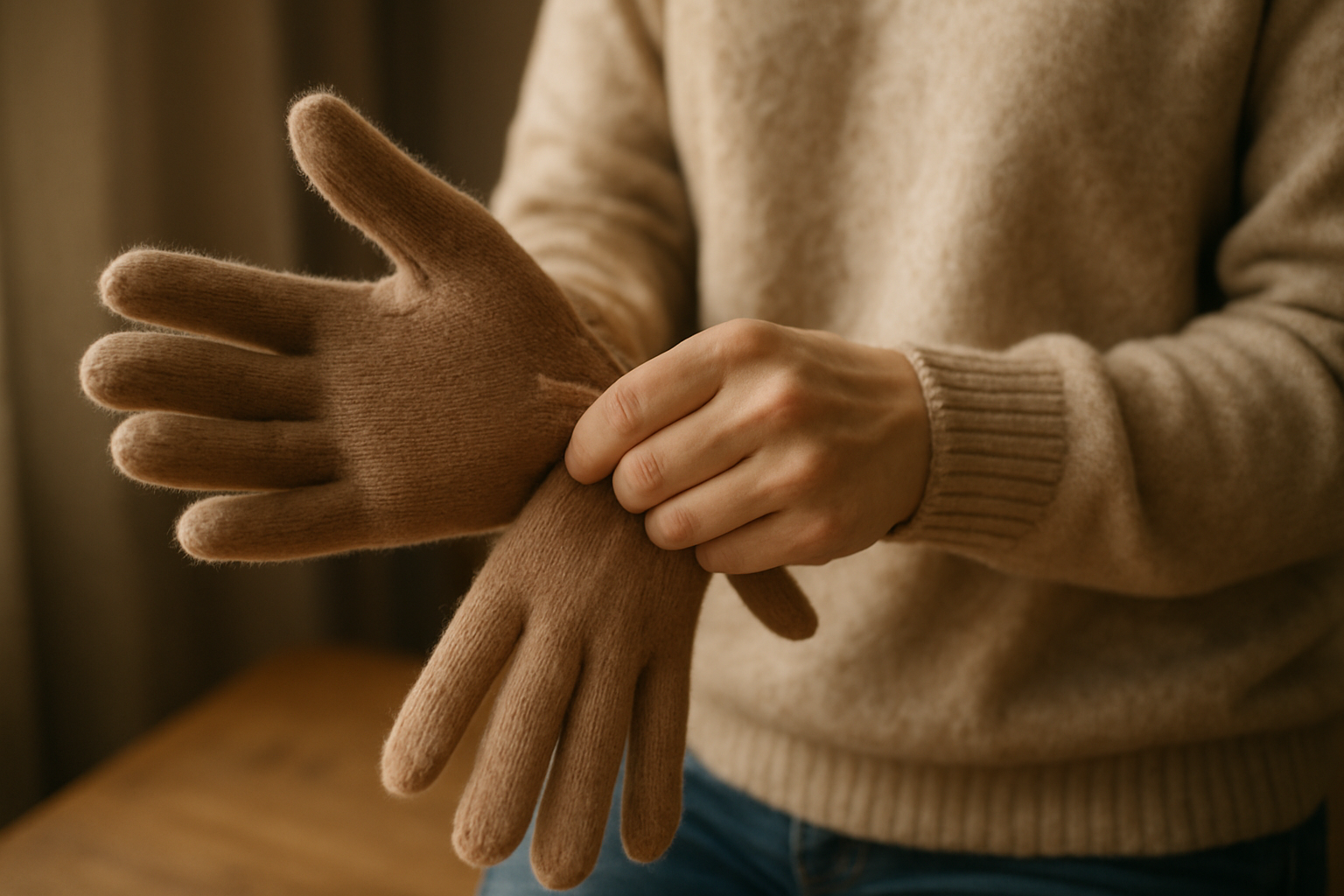 Putting on comfortable gloves